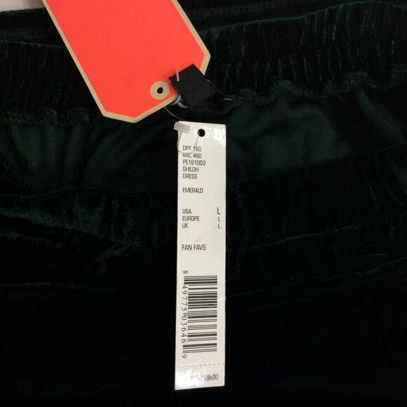 Gianni Bini Velvet Off Shoulder 3/4 Flutter Sleeve Dress Emerald Green Large NWT - Picture 4 of 8